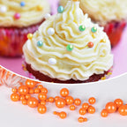 Twisweet Orange Pearl Sprinkles for Cake Decorating, Edible Sugar Pearls for Baking, Mix Size, Cake Topper Cupcake Cookie Ice Cream Dessert Decorations, Halloween Birthday Autumn Party Supplies (130g/4.58oz)