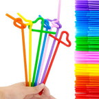 Tomnk 300pcs 10.3 Inches Disposable Flexible Bendy Drinking Straws Plastic Straws