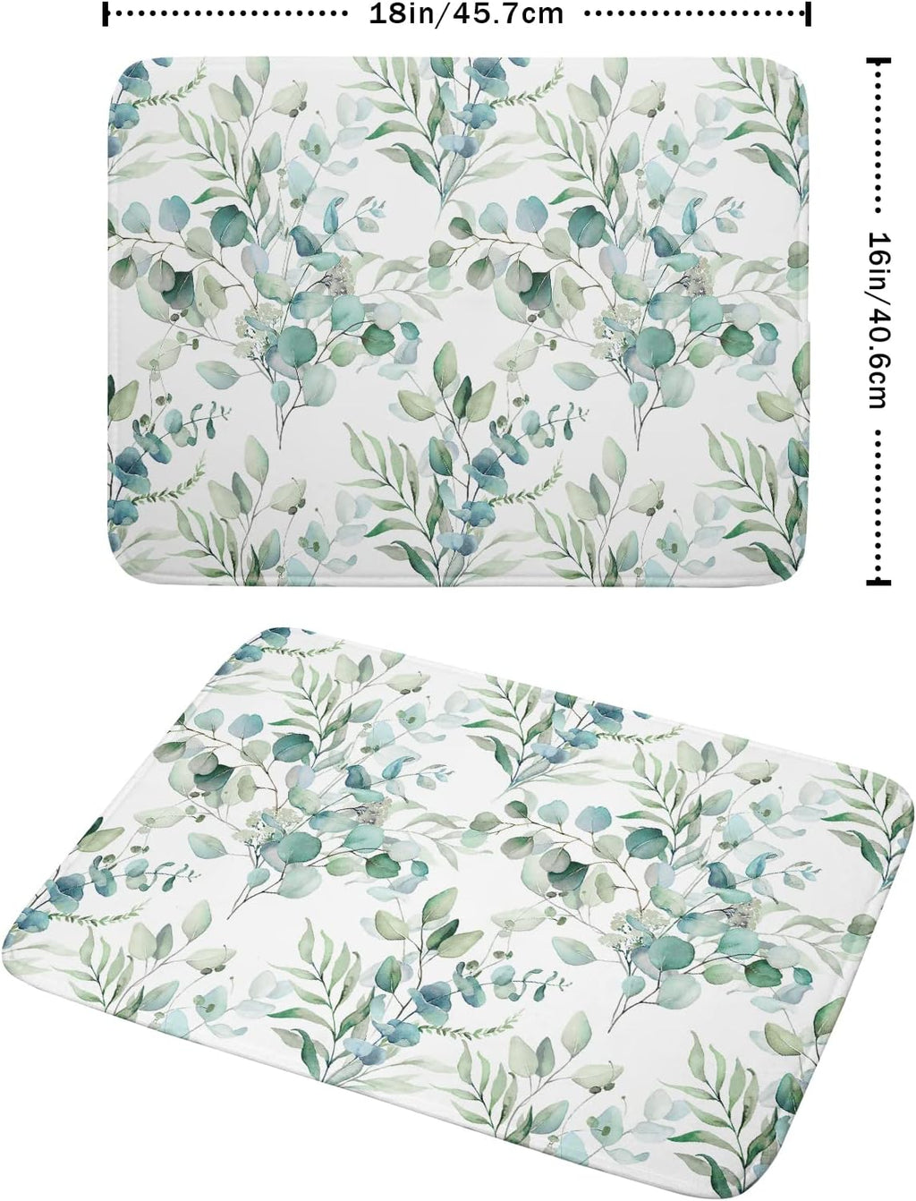 Watercolor Sage Leaves Dish Drying Mats for Kitchen Counter 16x18 Inch,Spring Leaves Kitchen Drying Mat,Sage Herbs Dishes Pad Dish Drainer Rack Mats Absorbent Fast Dry Kitchen Accessories