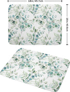 Watercolor Sage Leaves Dish Drying Mats for Kitchen Counter 16x18 Inch,Spring Leaves Kitchen Drying Mat,Sage Herbs Dishes Pad Dish Drainer Rack Mats Absorbent Fast Dry Kitchen Accessories