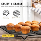 Cooling Rack Set of 2, E-far 1/2 Sheet Baking Racks for Oven Cooking Roasting Grilling, Non-stick 16.4” x 11.4” Wire Rack for Cookie Cake Bacon Meat Resting, Non-toxic & Easy to Clean