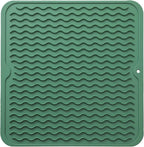 Silicone Dish Drying Mat for Multiple Usage,Easy clean,Eco-friendly,Heat-resistant Silicone Mat for Kitchen Counter or Sink,Refrigerator or Drawer liner Green M 12 inches x 12 inches