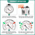 -30inHG~0Psi Stainless Steel Liquid Filled Pressure Gauge, 2.5" Dial Size, 1/8" NPT Lower Mount, for Tube, Water Pump, Gas, Liquid, Pressure Test (with Range Mark Pointer)