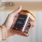 16Pcs 7oz Spice Jars Glass Container with 275 Labels, Airtight Seasoning Empty Organizer with Bamboo Lid Set for Pepper, Salt, Sugar