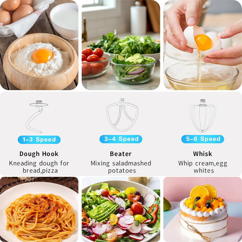 DOBBOR Electric Stand mixer, 9.5QT 660W 6 Speeds Tilt-Head Dough Mixers, Bread Mixer with Dough Hook, Whisk, Beater, Splash Guard for Baking Bread, Cake, Cookie, Pizza, Muffin, Salad and More - Black