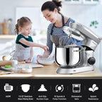 9.5 Qt Stand Mixer, 10-Speed Tilt-Head Food Mixer, Vezzio 660W Kitchen Electric Mixer with Stainless Steel Bowl, Dishwasher-Safe Attachments for Most Home Cooks(Silver)