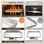 Baking Sheet Set of 3, Commercial Grade Stainless Steel Cookie Sheets for Baking, 12/16/17.5 Inch, Thicker and Firmer Baking Pans Set, Rust & Warp Resistant & Nonstick, Nontoxic&Heavy Duty&Easy Clean