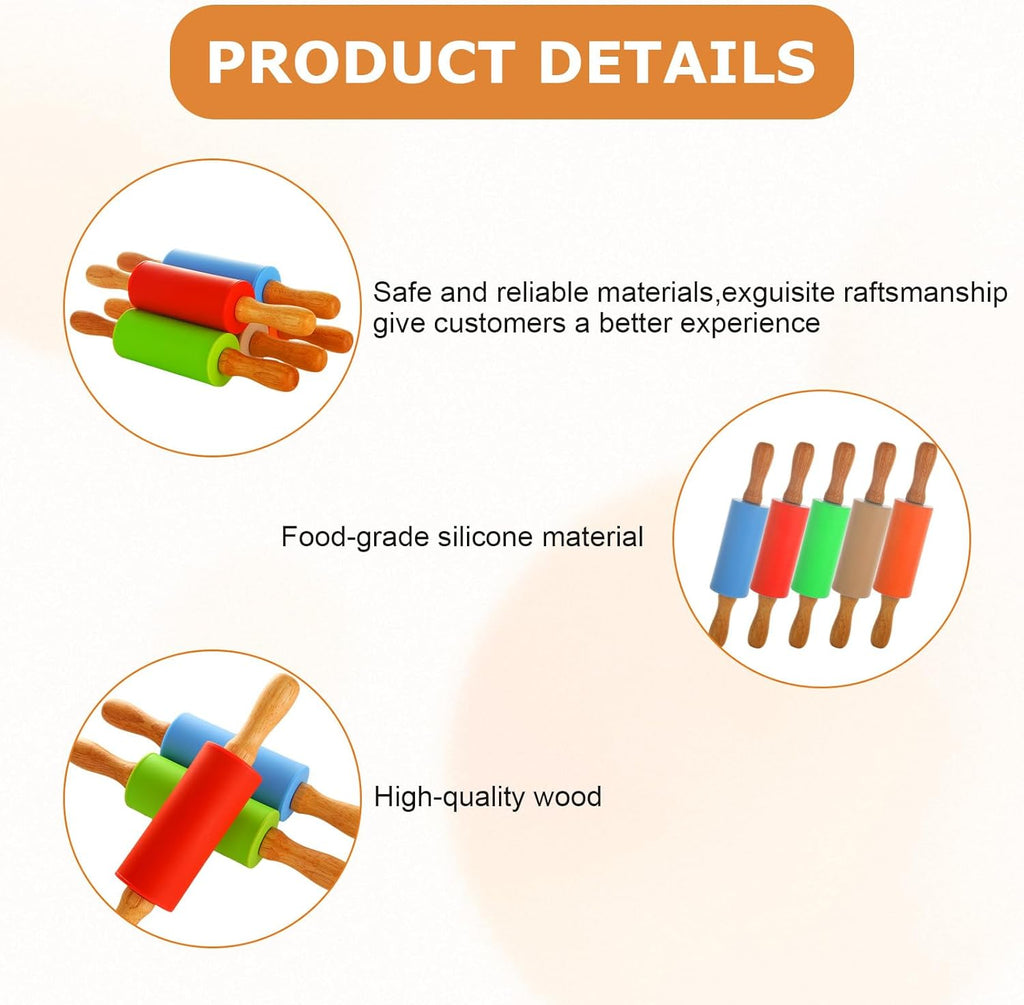 15 Pcs Small Rolling Pin, 9 Inch Wooden Rolling Pin, Small Dough Roller, Dough Rolling Pins for Home Kitchen Fondant Pastry Pizza Baking and Crafting