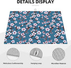Cherry Blossom Dish Drying Mat, Branch Floral Microfiber Absorbent Drying Mats Reversible Kitchen Countertop Protector Dishes Drainer Rack Pad 18x24 Inch (Blue)