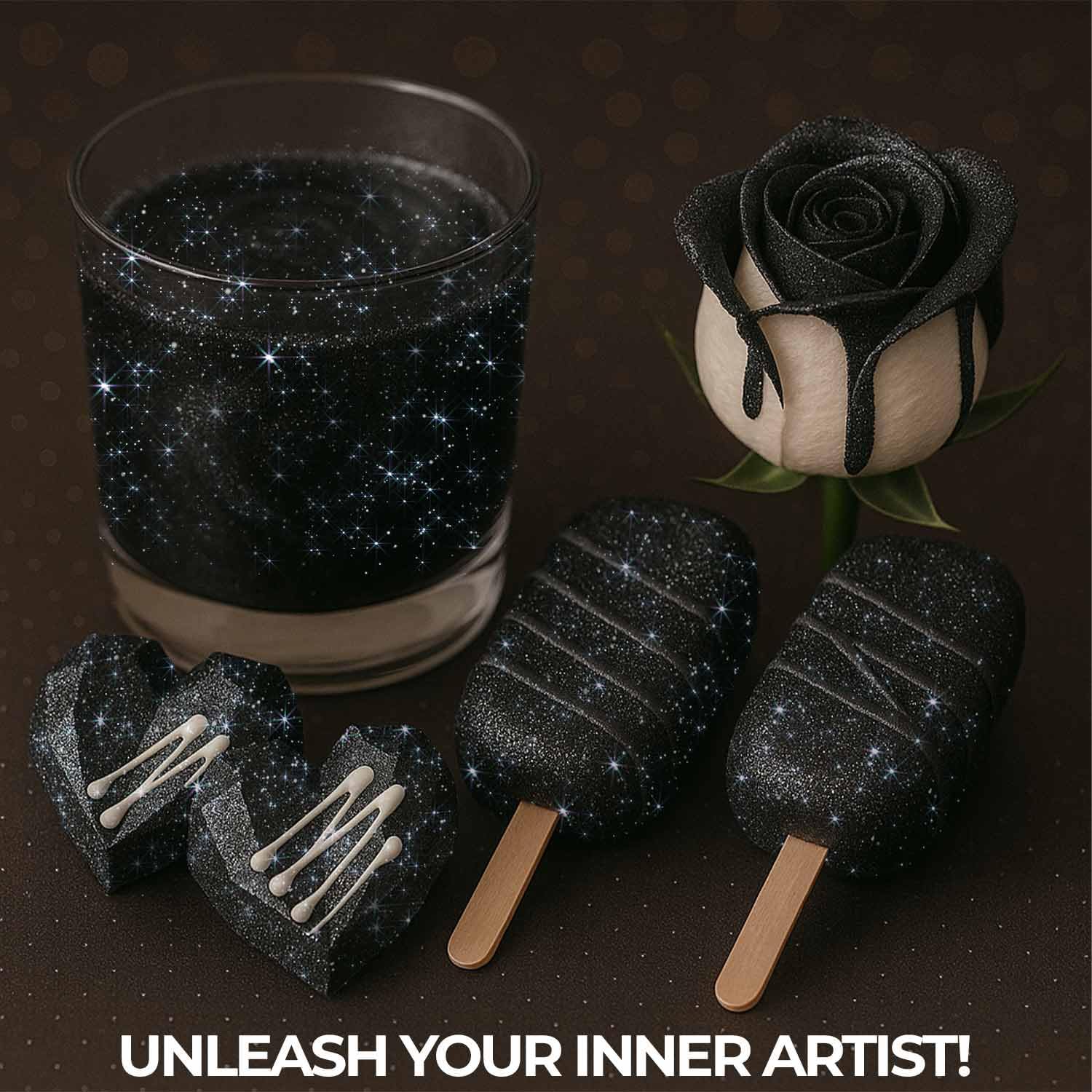 Bulk 20g Black Edible Glitter for Drinks | Premium Edible Glitter for Cakes, Cocktails, Black Cake Decorating Decorations Food Grade, Vegan, Kosher, Halal, Gluten Free - Made in USA