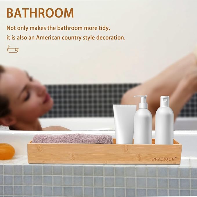 Bamboo Drawer Organizer,Kitchen Utensil Organizer Silverware Tray,Cutlery Holder, Wood Storage Box for Flatware, Makeup, Bathroom, Office Desk (Bamboo, 15 * 3 * 2.6)