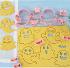 10Pcs Halloween Cookie Cutters, 3D Cookie Cutter with Plunger Stamp, Ghost Biscuit Cutters Cake Baking Fondant Embosser Stamps Halloween Party DIY Cake Decorating Tools(L10)
