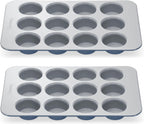 Caraway Non-Stick Ceramic 12-Cup Muffin Pan Duo - Naturally Slick Ceramic Coating - Non-Toxic, PTFE & PFOA Free - Perfect for Cupcakes, Muffins, and More - Slate