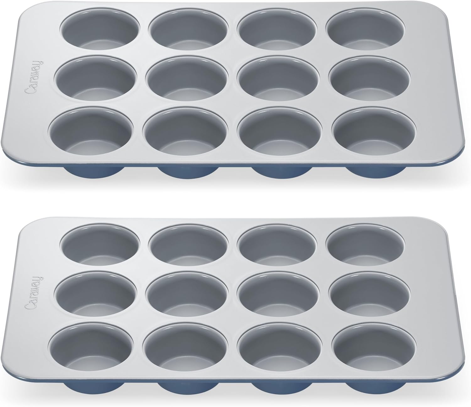Caraway Non-Stick Ceramic 12-Cup Muffin Pan Duo - Naturally Slick Ceramic Coating - Non-Toxic, PTFE & PFOA Free - Perfect for Cupcakes, Muffins, and More - Slate