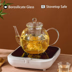 1530 ml/52 oz Large Glass Teapot with Removable Infuser, Clear Tea Kettle Stovetop Safe for Loose Leaf and Blooming Tea, Tea Lover's Choice
