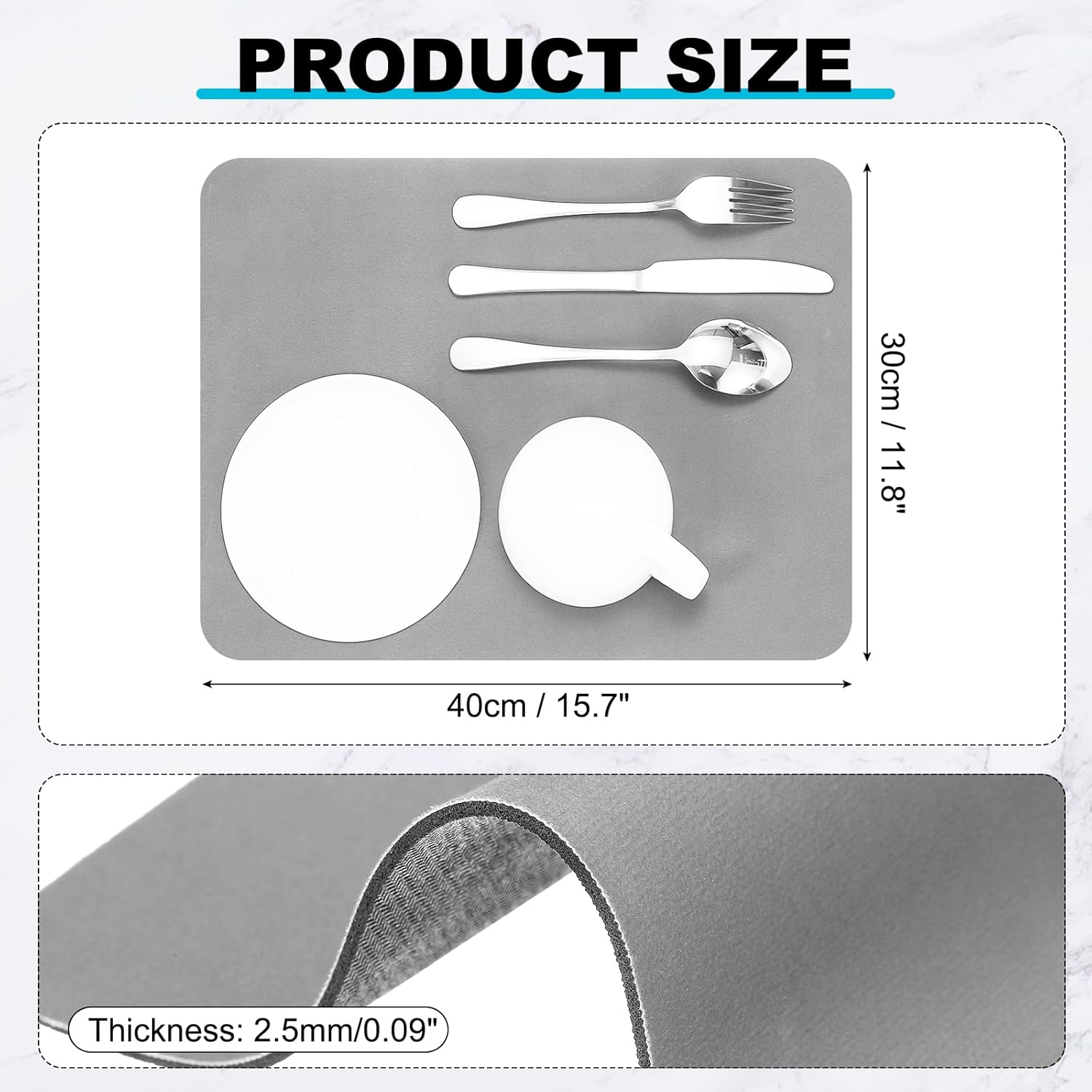 uxcell Silicone Mats for Kitchen Counter, 15.7" x 11.8" Non-Slip Countertop Protector Mat Heat Resistant Coffee Mat Waterproof Table Placemat, Gray