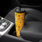 BJPKPK 22oz Insulated Tumbler With lid And Straw Stainless Steel Tumblers Travel Coffee Mug Reusable Thermal Cup,Hawaii Fruits Yellow