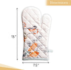 Maison d' Hermine Oven Gloves 100% Cotton Oven Mitt 7" x 13" with Loop Heat Resistant, BBQ, Cooking Gloves, Baking, Grilling, Kitchen, Handling Hot Pans (Pack of 1, Whitish Shabby Chique)