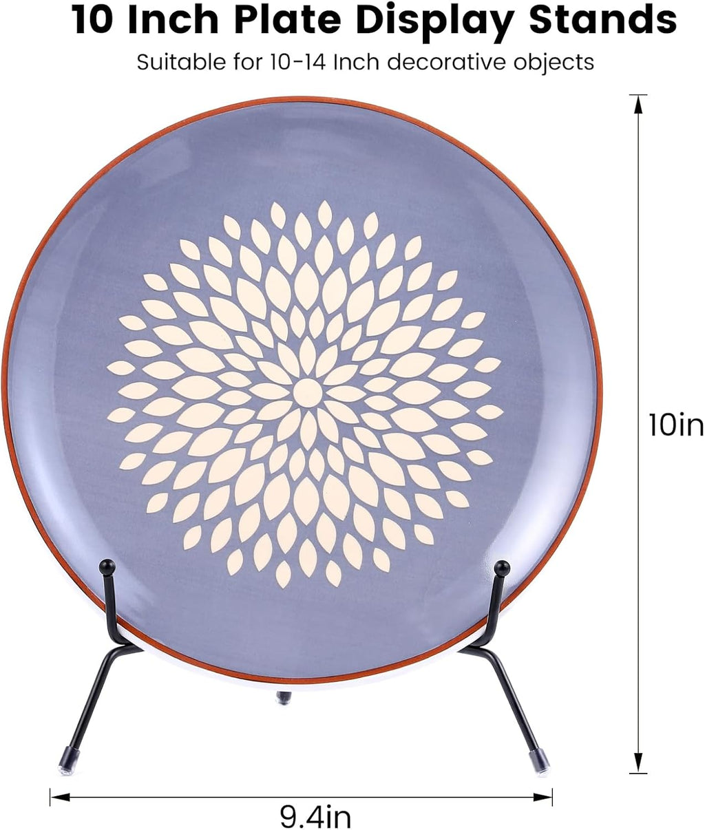 2-Pack Upgraded Anti-Slip Plate Stands for Display, 10 Inch Decorative Iron Plate Holders, Easel, Frame, Book, Card, Plaque, Picture Display Stands