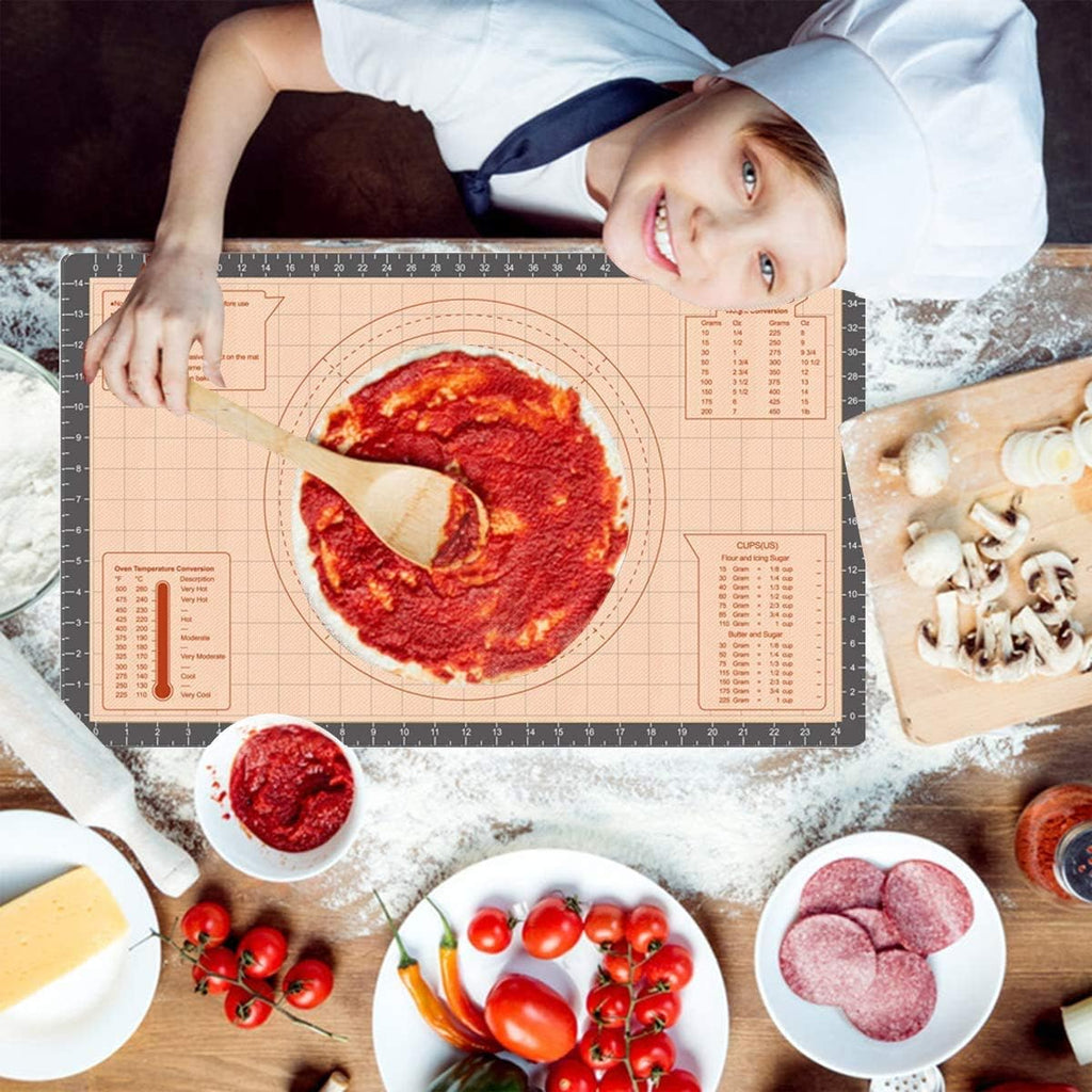 Pastry Baking Mat 28x20 Inch - Larger Silicone Baking Pastry Mat for Rolling Dough,Non Silp Silicon Dough Sheet Mat with Measurement,Perfect for Making Pie,Pizza