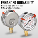 0 to 5000 Psi Hydraulic Pressure Gauge, Glycerin Liquid Filled, 2.5 inch Dial, 1/4" NPT Lower Mount, Stainless Steel Case, for Regulator, HVAC System, Beer Keg, Brew Setup，High Pressure Test