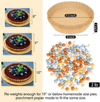 1 Pack Multi Color 2 lb Pie Weights for Baking Crust Ceramic Weights Blind Baking Beads with 50 Pcs Disposable Parchment Paper Pie Liner Fit 8,9,10 Inch Dish