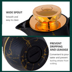 Insulated Thermal Coffee Carafe, 33 oz, Luxury Arabic-Style Insulated Carafe Flask, Coffee Tea Pot, with Spout and Glass Liner for Hot Cold Water, Housewarming Ornaments (Black and Gold)