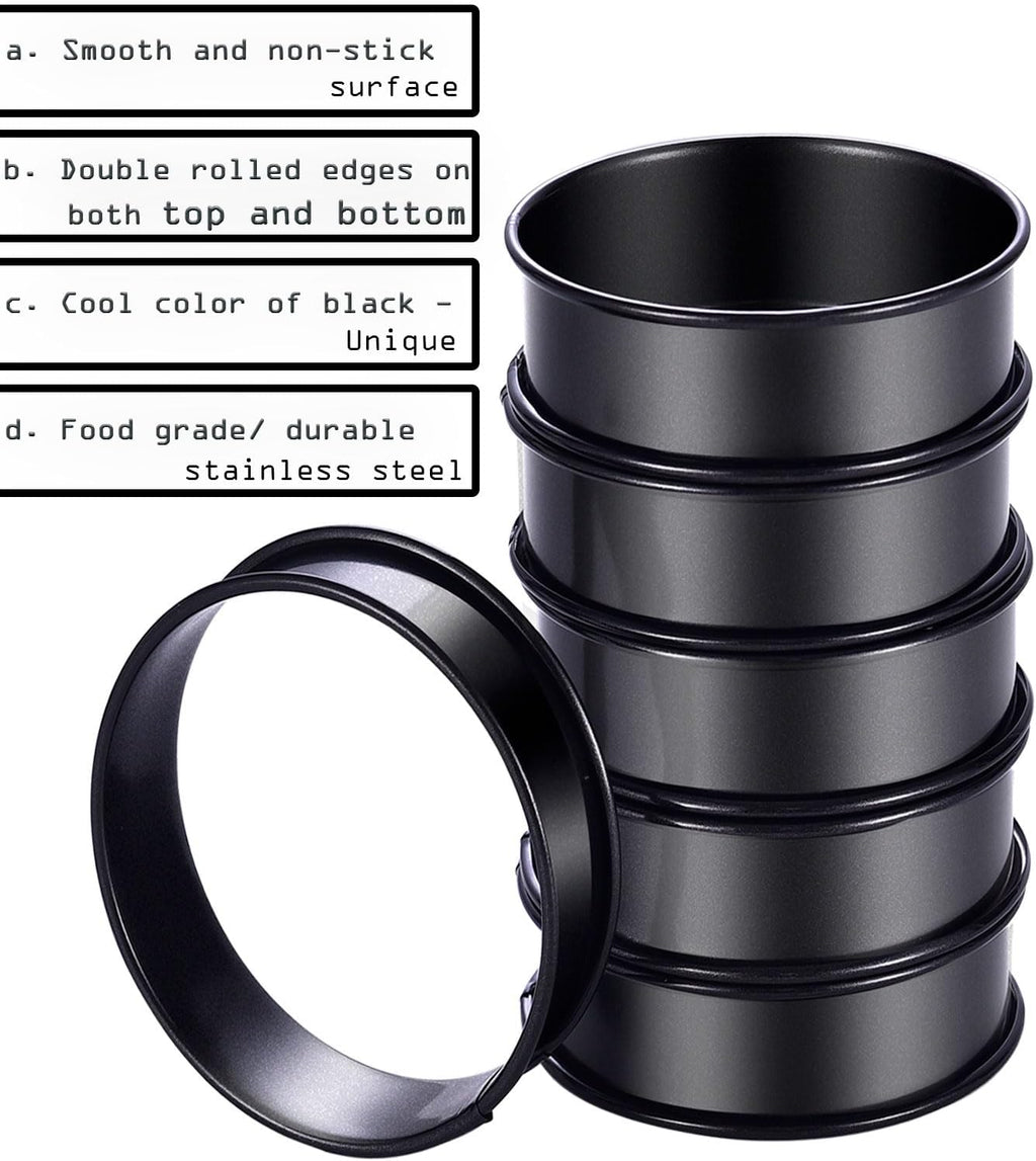 DATANYA 12Packs Crumpet Rings NONSTICK English Muffin Rings 3.15 Inch Stainless Steel Double Rolled Tart Ring Upgraded Round Metal Baking Cooking Pastry Ring Molds for muffins, pancakes