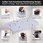 Food Grade Silicone Espresso Tamping Mat for Counter – Multi-Slot Coffee Tamper Mat for Barista Espresso Machine Accessories – Waterproof Neat Tamp Station Coffee Bar Mat for Countertop Gray