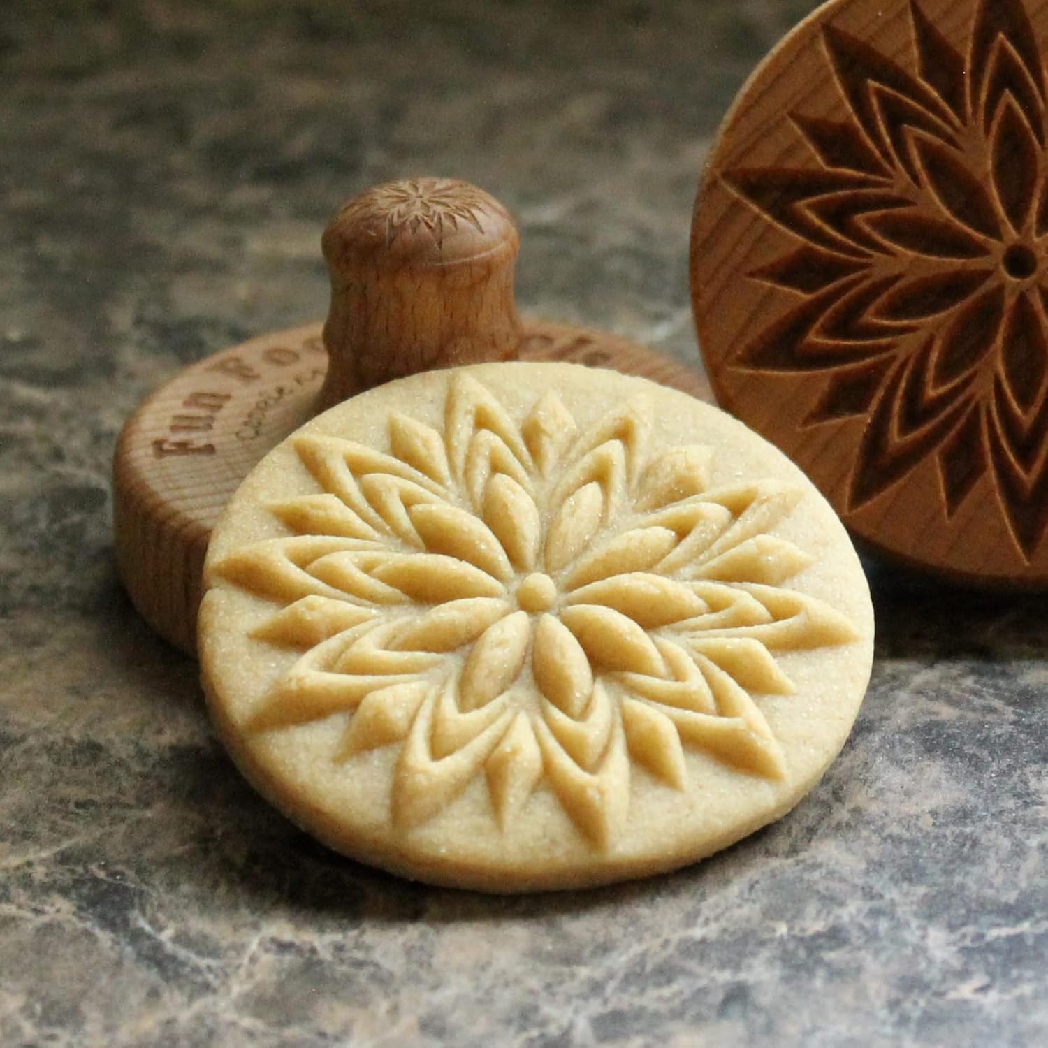 Wood Cookie Stamp, 2.5 Inch (Fancy Lotus CS-001)