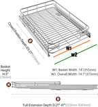 Cabinet Pull Out Shelves (14"W x 21"D), Heavy-Duty Pull Out Shelves for Kitchen Cabinets, Chrome-Plated Steel Slide Out Shelf