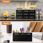 Silverware Caddy Flatware Cutlery Holder Metal Silverware Organizer Containers Black Kitchen Utensil Holder for Countertop Spoon and Fork Holder Flatware Utensils Caddy for Party