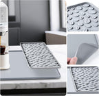 Silicone Coffee Bar Mat 24''x16'' Non-Slip Coffee Maker Mat, Heat-resistant Silicone Mat Detachable Dish Drying Mats for Kitchen Countertops, Waterproof Under Pad (Grey, 24''x16'')