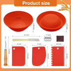 Silicone Banneton, Sourdough Bread Baskets (Set of 6, 5 Inch), Round Proofing Bread Bowls with Starter Kit, Bread Making Baking Supplies