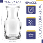 6 Pack Single Serving Wine Carafe Glass Small Mini Carafe Individual Wine Refill Decanter for Dinner Parties Tastings Bars Restaurants (7.7 oz)