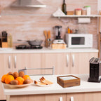 Acacia Cocktail Paper Napkin Holder Square 5.4x5.4 inches, Wood Flat Napkin Tray, Cocktail Napkin Caddy For Kitchen Décor, Restaurant Countertop Bar Accessories