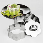 NEWLINE NY Stainless Steel Dessert Rings (4 Pcs) Flower Shape Molded Appetizers Salads Pastries Mousse Molding Layering Cutter