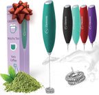 Elementi Matcha Whisk - Electric Milk Frother & Drink Mixer Handheld - Matcha Frother Wand - Protein Mixer & Electric Whisk For Coffee - Make Creamy Lattes at Home (Emerald Green)