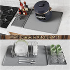 Coffee Bar Mat, Coffee Maker Mat, 24"x16" Silicone Coffee Mat, Spill-Proof, Heat-Resistant, Non-Slip, Fits Under Coffee Maker & Dish Rack (Gray, 24"x16")
