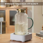 Glass Pitcher with Lid, 68 oz/2 Liter Vintage Water Pitcher, Clear Borosilicate Glass Water Carafe for Cold Brew, Coffee, Lemonade, Iced Tea,Beverage, Heat Resistant Water Glass Jug