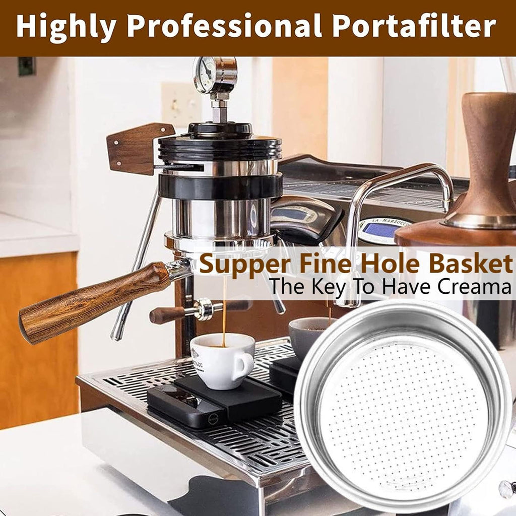 54mm Coffee Bottomless Portafilter, Compatible with Breville Barista Bes 870/878/880/876/840/810/500/450 Replacement Parts Bottomless Portafilter(Reddish brown)