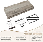 Dreamland Floating Shelves for Wall, 12 Inch Deep Floating Shelves Set of 2, 30W x 12D Large Wall Shelf with Sturdy Metal Brackets for Living Room, Bathroom, Bedroom and Kitchen, Grey