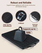 Appliance Slider, Sliding Tray for Coffee Maker, Coffee Pot Slider for Countertop, Kitchen Appliance Rolling Tray with Rubber Wheels,Medium - Long, Black (9.5” X 13”)