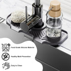 Faucet Mat for Kitchen Sink，6° Slope Sink Splash Guard，Splash Guard for Kitchen Sink，Kitchen Sink Splash Guard for Dish Soap Sponge Holder，Silicone Faucet Guard & Draining Mat-Purple