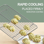 Baking Sheet with Rack Set [2 Pans + 2 Racks], Wildone Stainless Steel Cookie Sheet Baking Pan Tray with Cooling Rack, Size 18 x 13 x 1 Inch, Non Toxic & Heavy Duty & Easy Clean