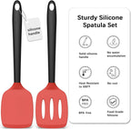 Coukre 2 Pack Silicone Spatula Set, High Heat Resistant, BPA Free Kitchen Spatula, Solid & Slotted Turner for Non-Stick Pans, Sautéing, and Flipping (2, Red)