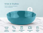 KooK Pasta Bowl, Salad Bowls, Soup, Serving Bowls, Ceramic, Large Capacity, Microwave & Dishwasher Safe, Set of 4, 40 Oz,(Ocean Blue)