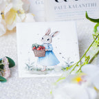 Ceramic Coasters Set of 4 – Square Drink Coasters with Cork Backing, 3.9x3.9 Inches – Decorative Printed Designs for Home, Office, or Gift Use (Mama Rabbit)