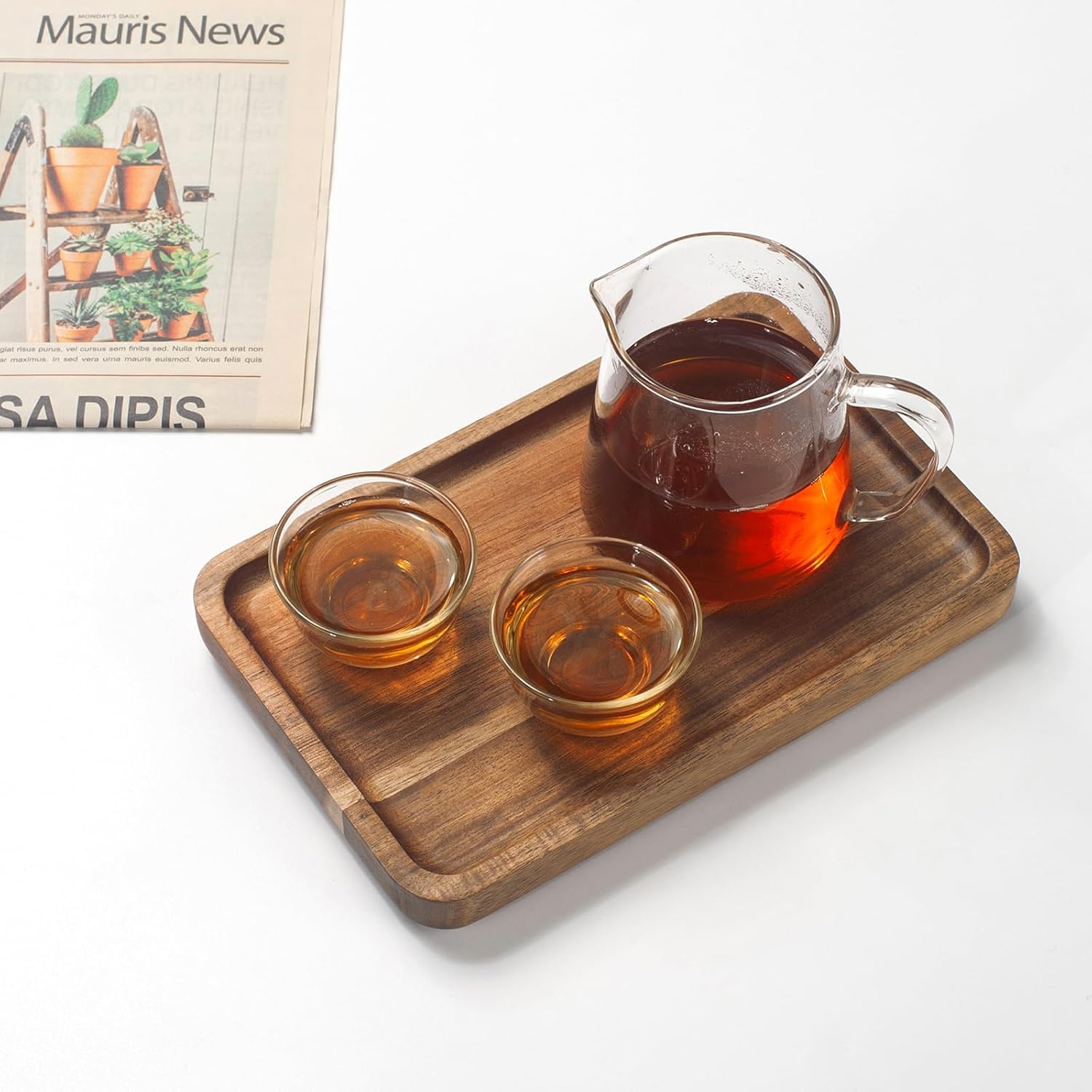 Bathroom Vanity Tray, Bathroom Tray for Counter, Toilet Tank Tray, Wood Bathroom Tray for Organizing and Home Decor (7.9 x 5.1 x 0.8 inch)