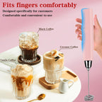 Milk Frother Handheld for Coffee, Electric Whisk 3 Speed Adjustable, Drink Mixer with Stainless 3 Whisks, Rechargeable Hand Frother Wand, Foam Maker for Latte Cappuccino Hot Chocolate Egg Pink